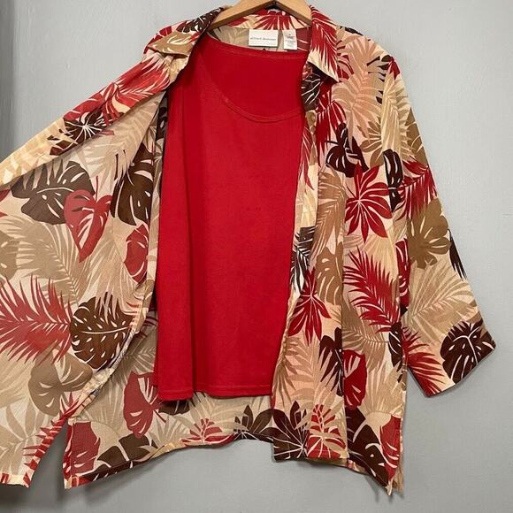 Alfred Dunner Top Tank Set Size 18 Semi Sheer Layered Earthy Fall Boho Grandma - Picture 5 of 8